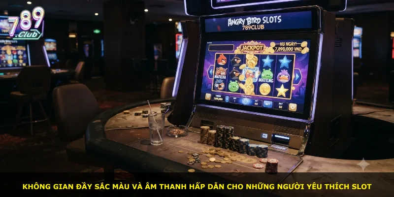 Không gian đầy sắc màu và âm thanh hấp dẫn cho những người yêu thích slot