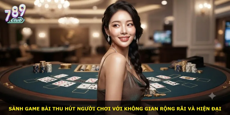 Sảnh game bài thu hút người chơi với không gian rộng rãi và hiện đại